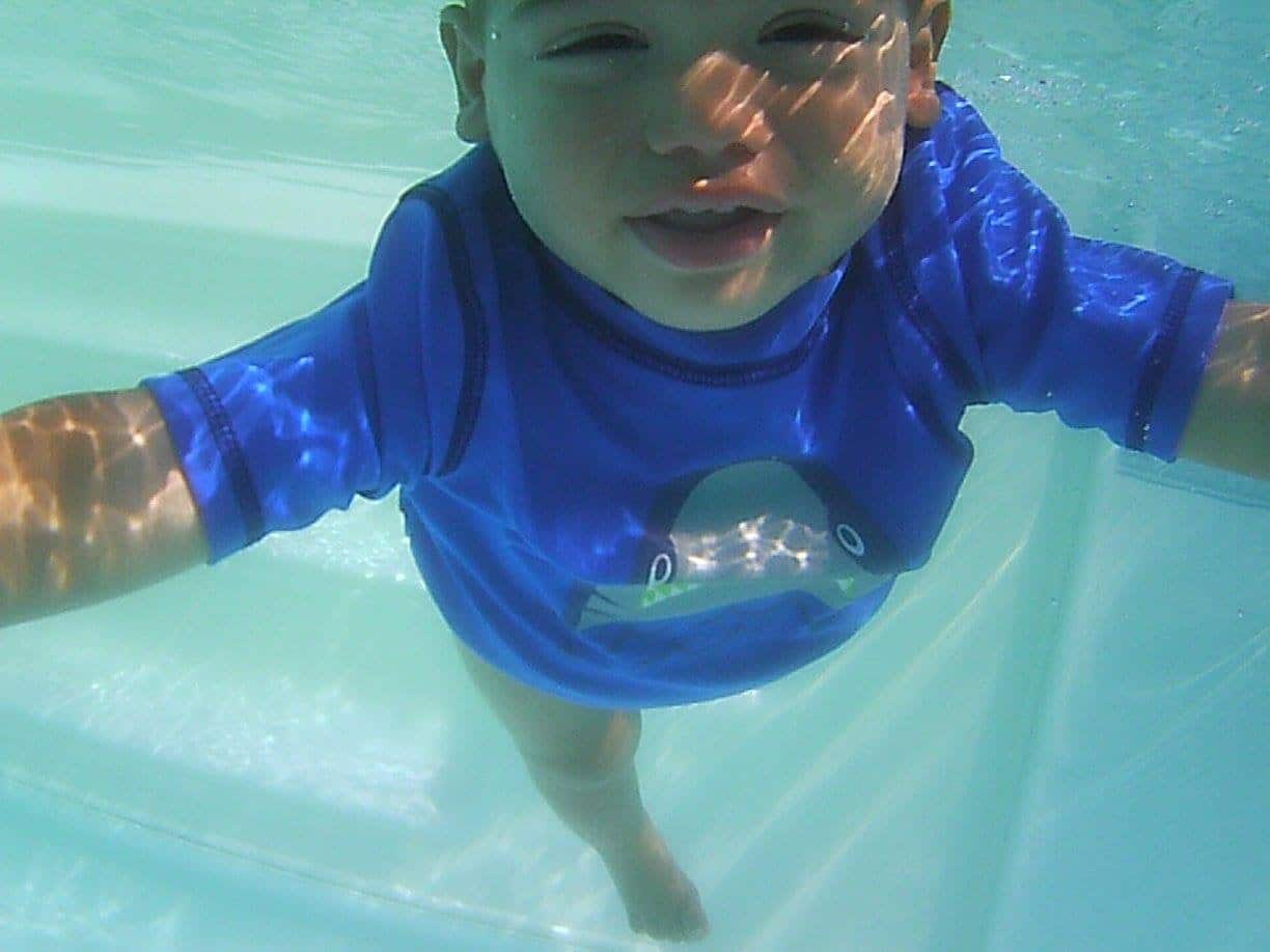 Kale holding his breath under water at ISR lessons