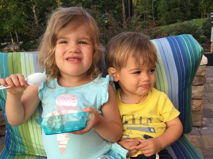 Indie and Kale eating ice cream