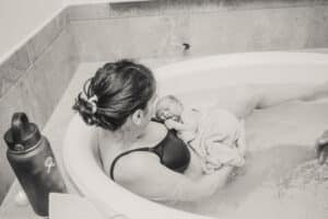 close up of mom with newborn baby girl after hypnobabies birth