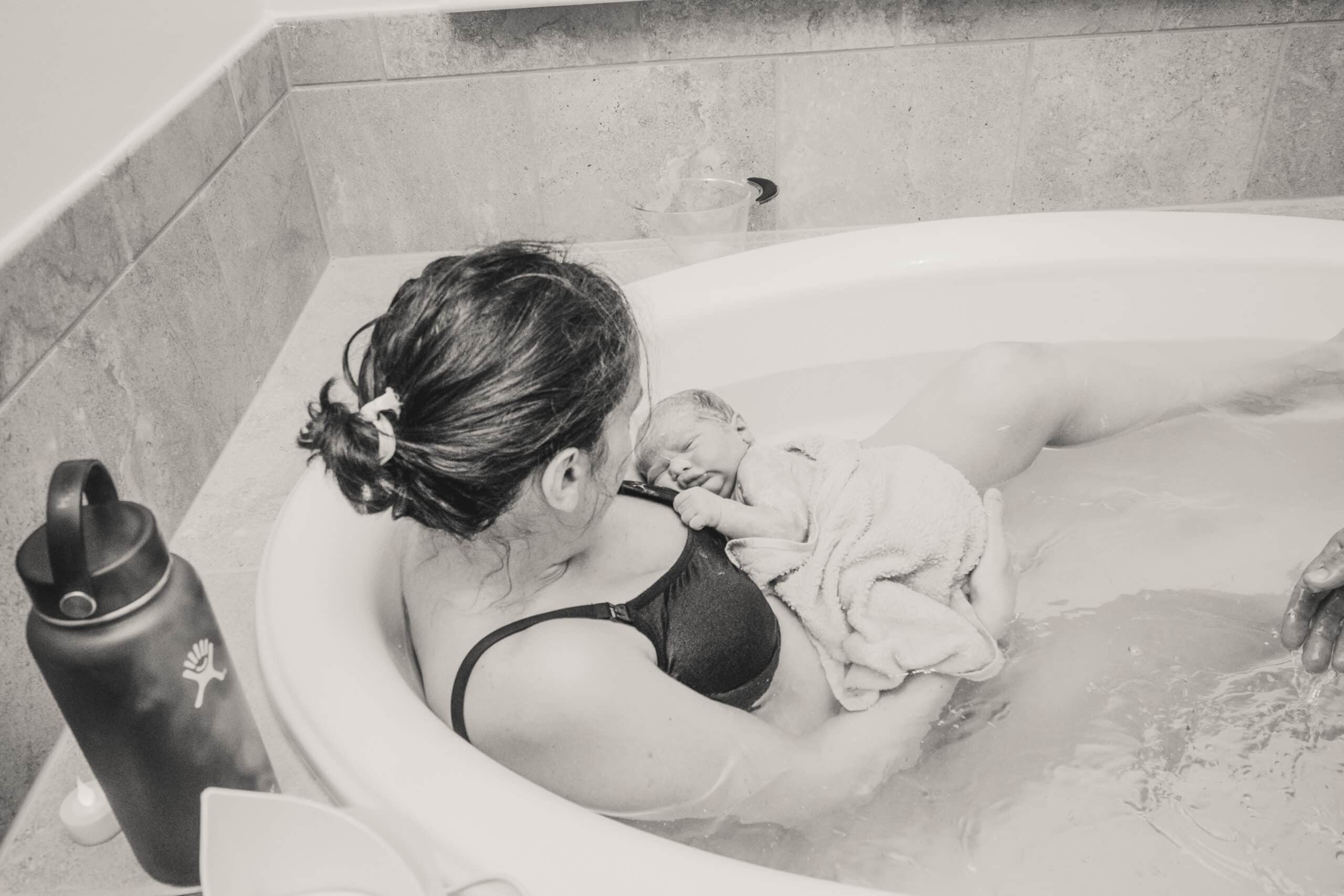 close up of mom with newborn baby girl after hypnobabies birth