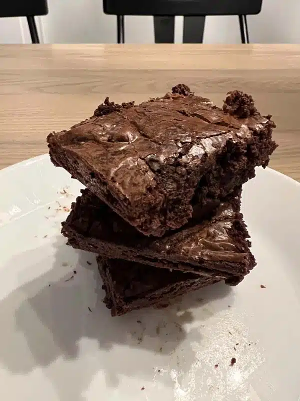 einkorn brownies stacked